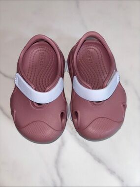 CROCS Kids Dusty Rose Clog with White Strap
